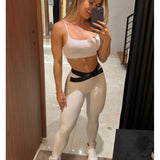 Conjunto Fitness Elastico Branco E Preta